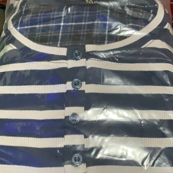 ⚡️Noble Mount Men's Waffle Knit Henley Lounge Set -Stripes Navy/Heather Grey - Picture 2 of 2